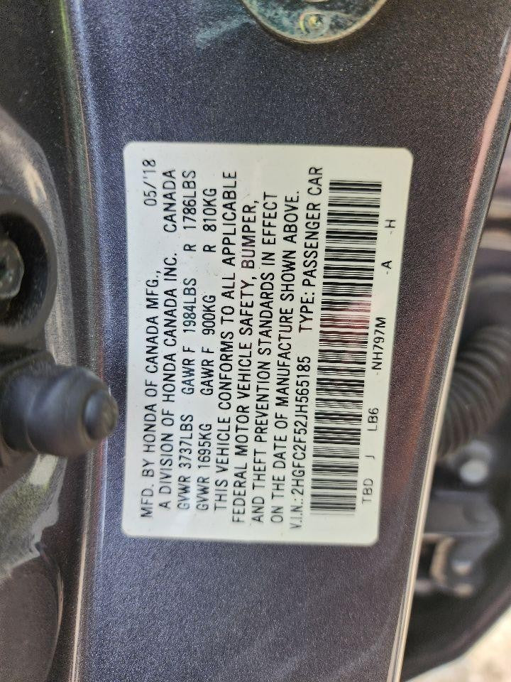 Used Left Headlight Assembly fits: 2018 Honda Civic halogen Left Grade A