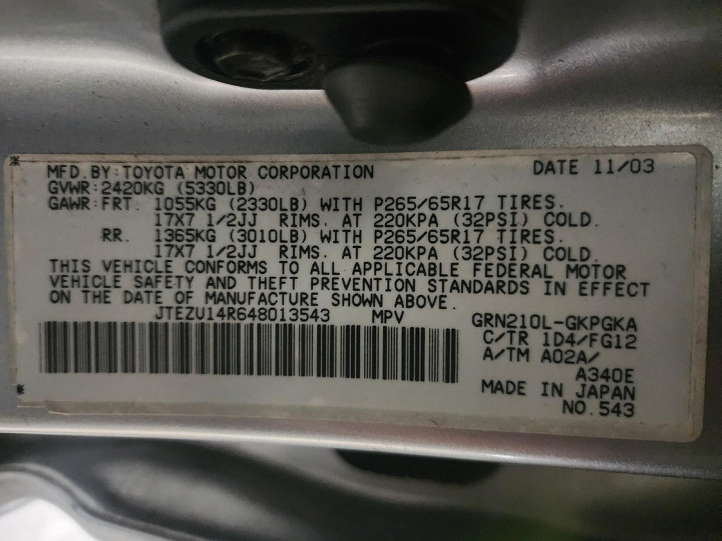 Used Front HVAC Blower Motor fits: 2004 Toyota 4 runner front Front Grade A