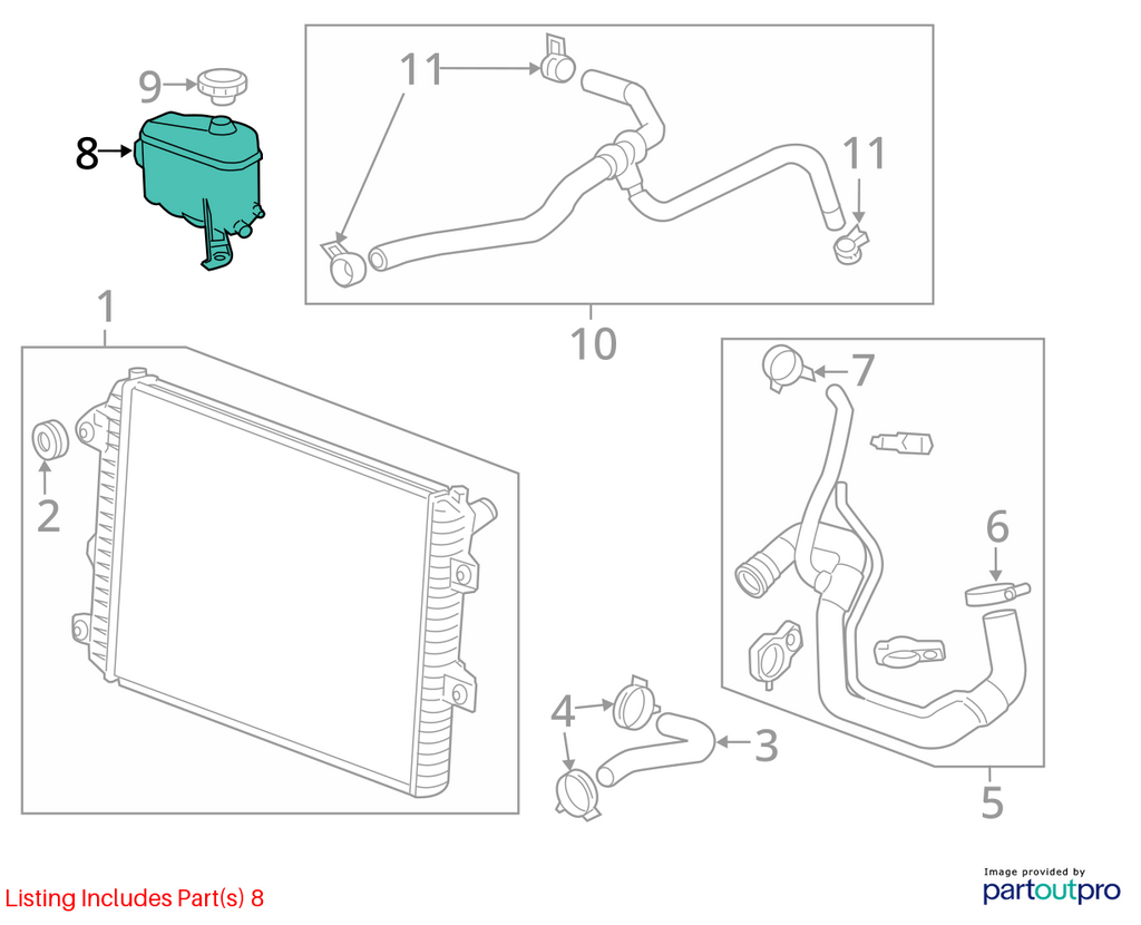 Used Engine Coolant Reservoir fits: 2016 Chevrolet Silverado 2500 pickup 6.6 Gra