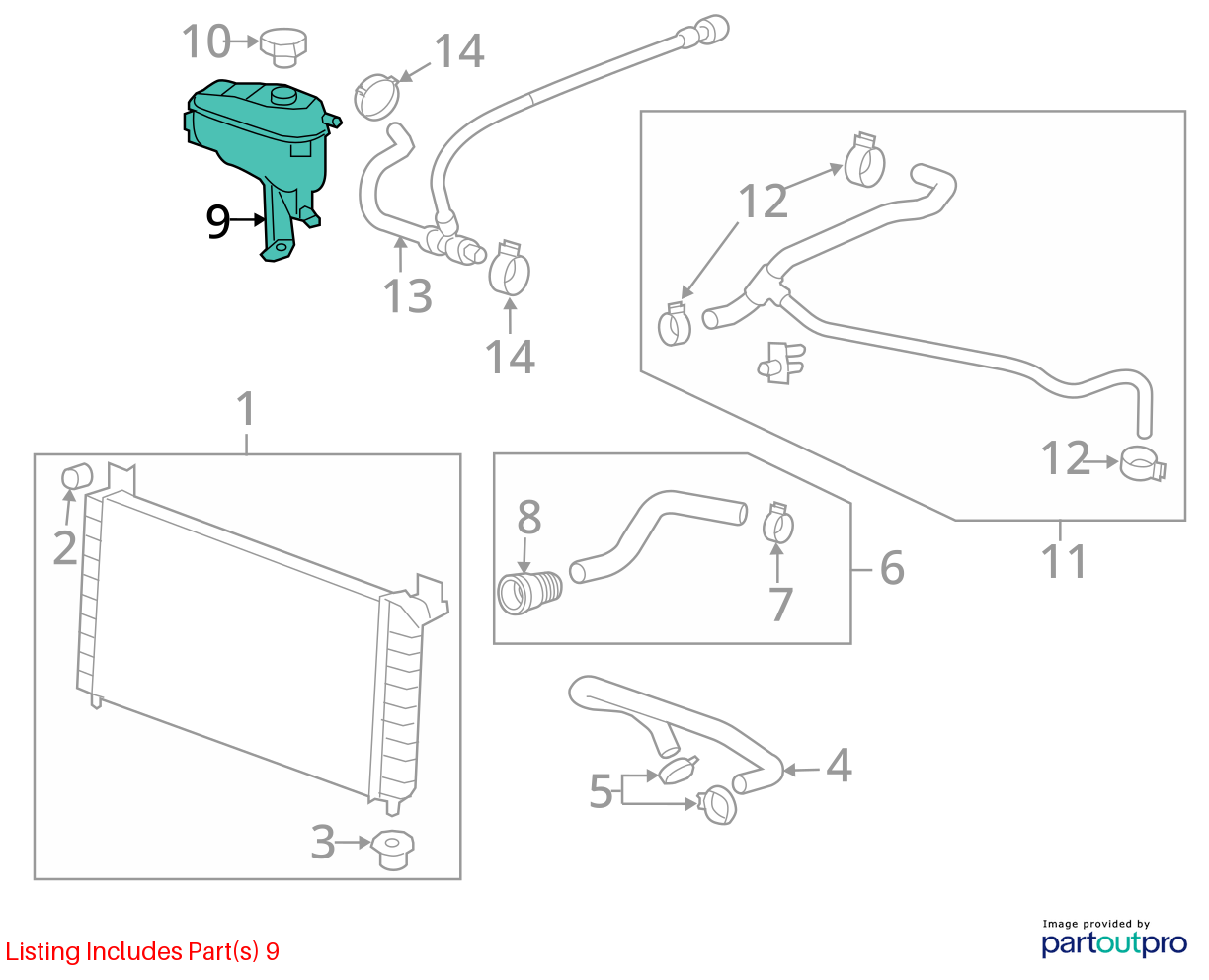 Used Engine Coolant Reservoir fits: 2011 Chevrolet Suburban 1500 6.0 Grade A