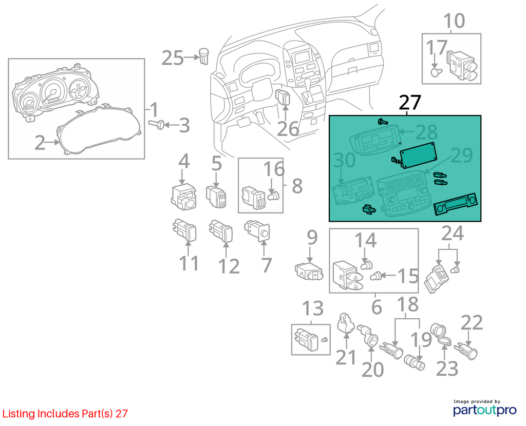Used A/C Selector Switch fits: 2004 Toyota Sienna front control with AC manual t