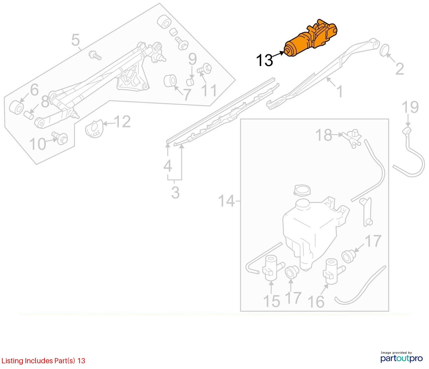 Used Windshield Wiper Motor fits: 2005 Subaru Impreza  Grade A