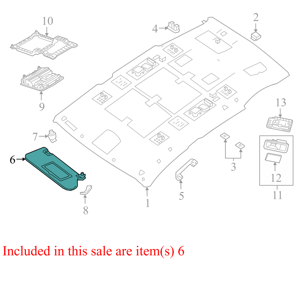 2019-2024 NISSAN MURANO Sun visor RIGHT PASSENGER SIDE