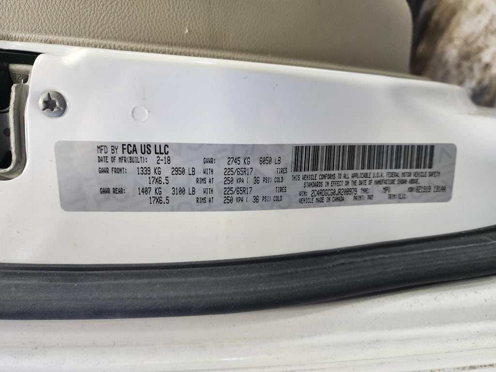 Used Front Left Drive Axle Shaft fits: 2018 Dodge Caravan Front Axle 3.6L Front