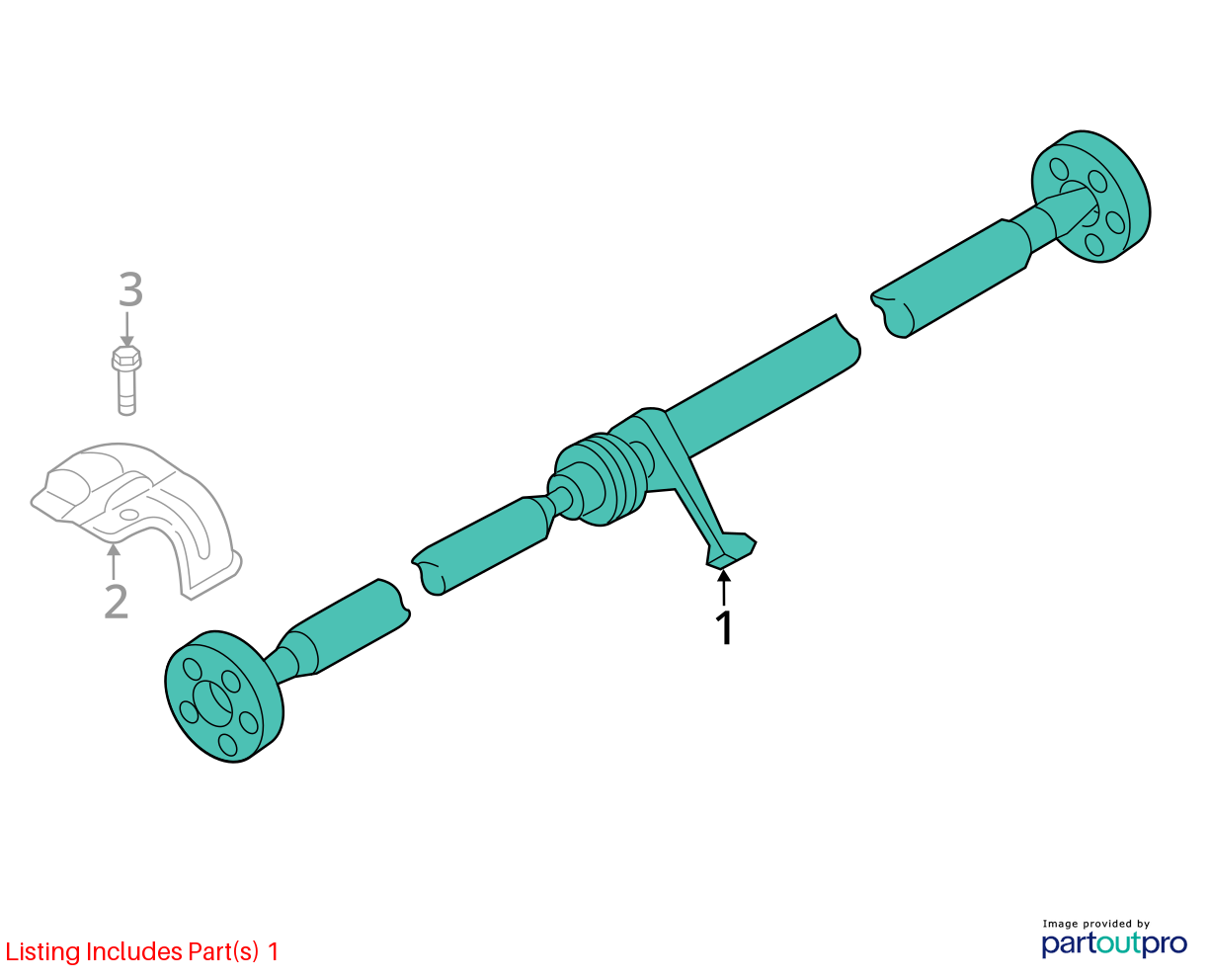 Used Rear Drive Shaft Rear fits: 2016 Volkswagen Tiguan Rear Grade A