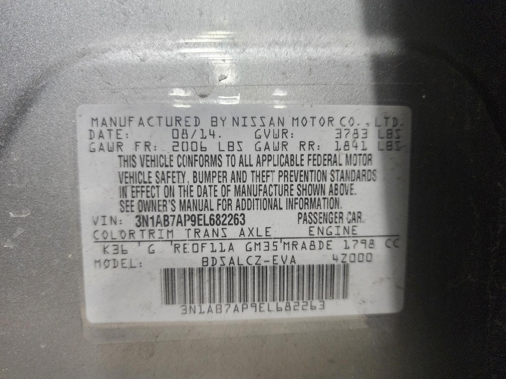 Used Steering Column fits: 2014 Nissan Sentra Floor Shift with electric servo po