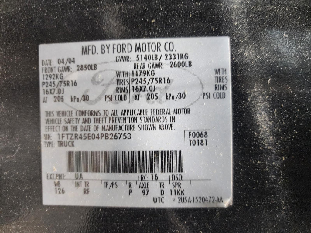 Used HVAC Blower Motor fits: 2004 Ford Ranger 2 Dr Sport package front Front Gra