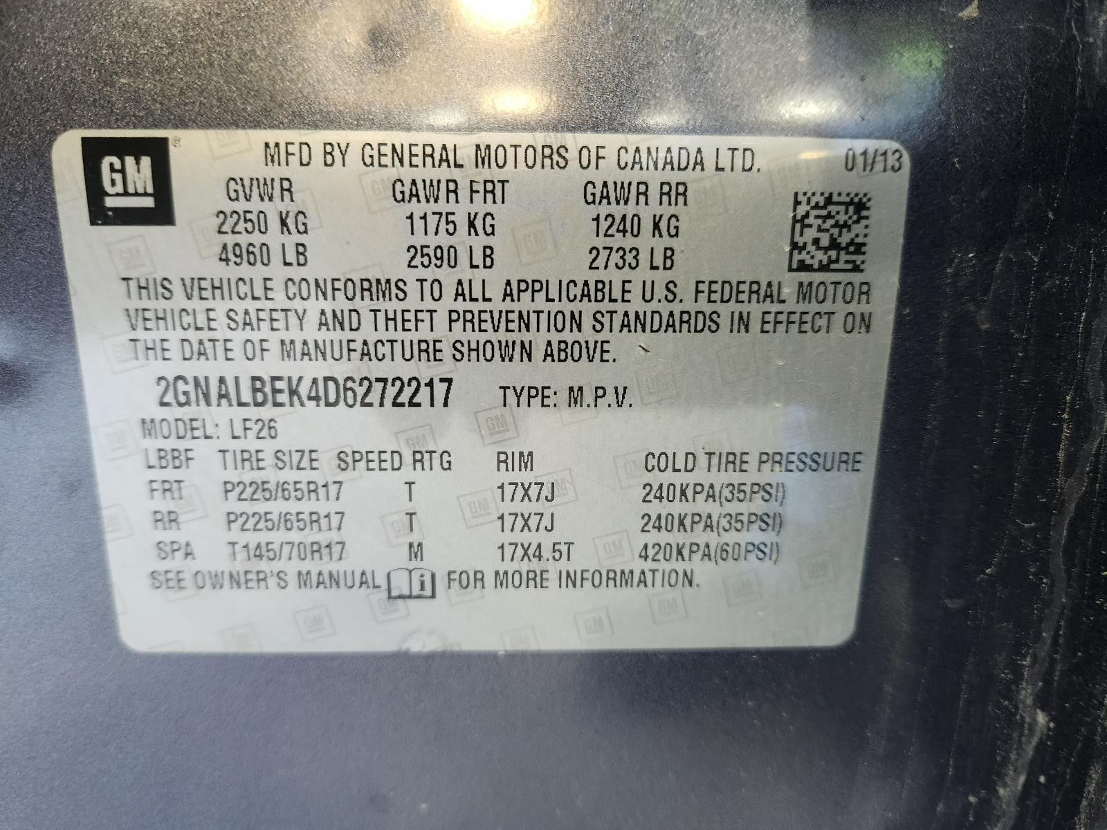 Used Front Right Door Window Regulator Front fits: 2013 Chevrolet Equinox Front