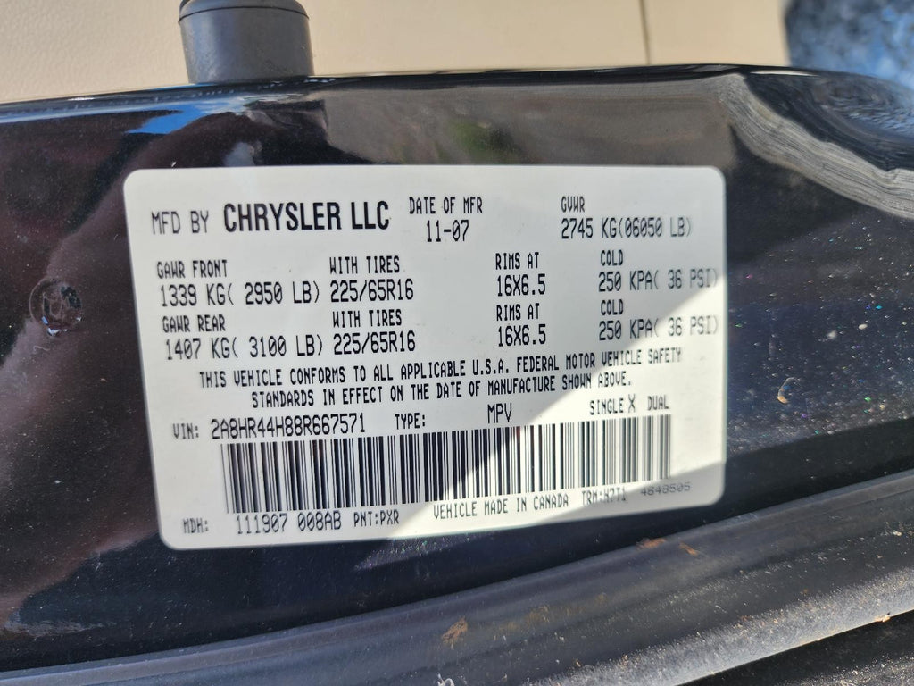 Used Left Tail Light Assembly fits: 2008 Chrysler Town & country Left Grade A