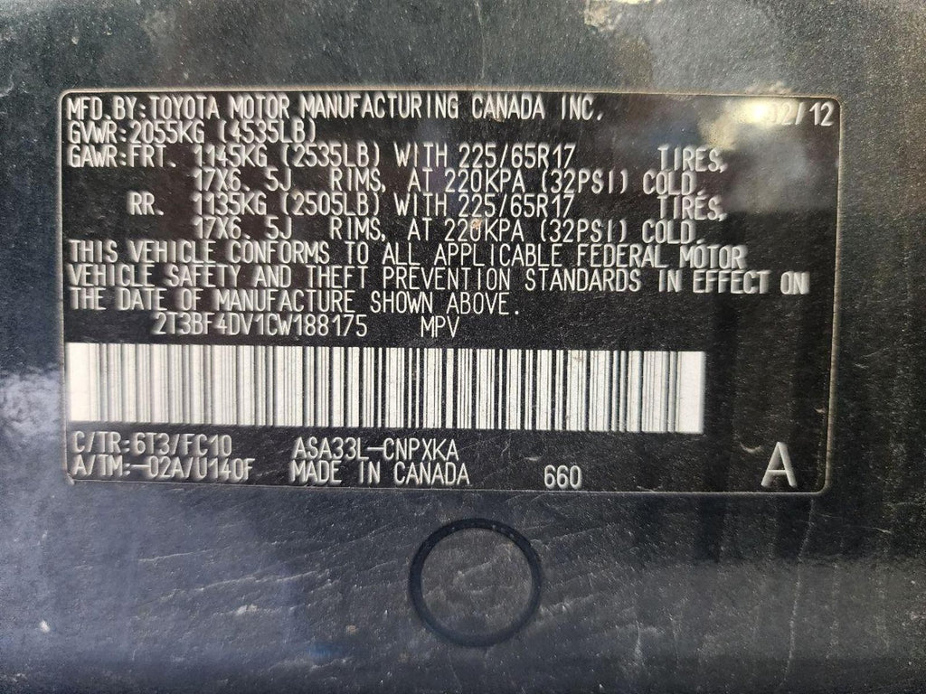 TOYOTA RAV4 Engine gasoline, 2.5L (VIN F, 5th digit, 2ARFE engine, 4 cylinder)