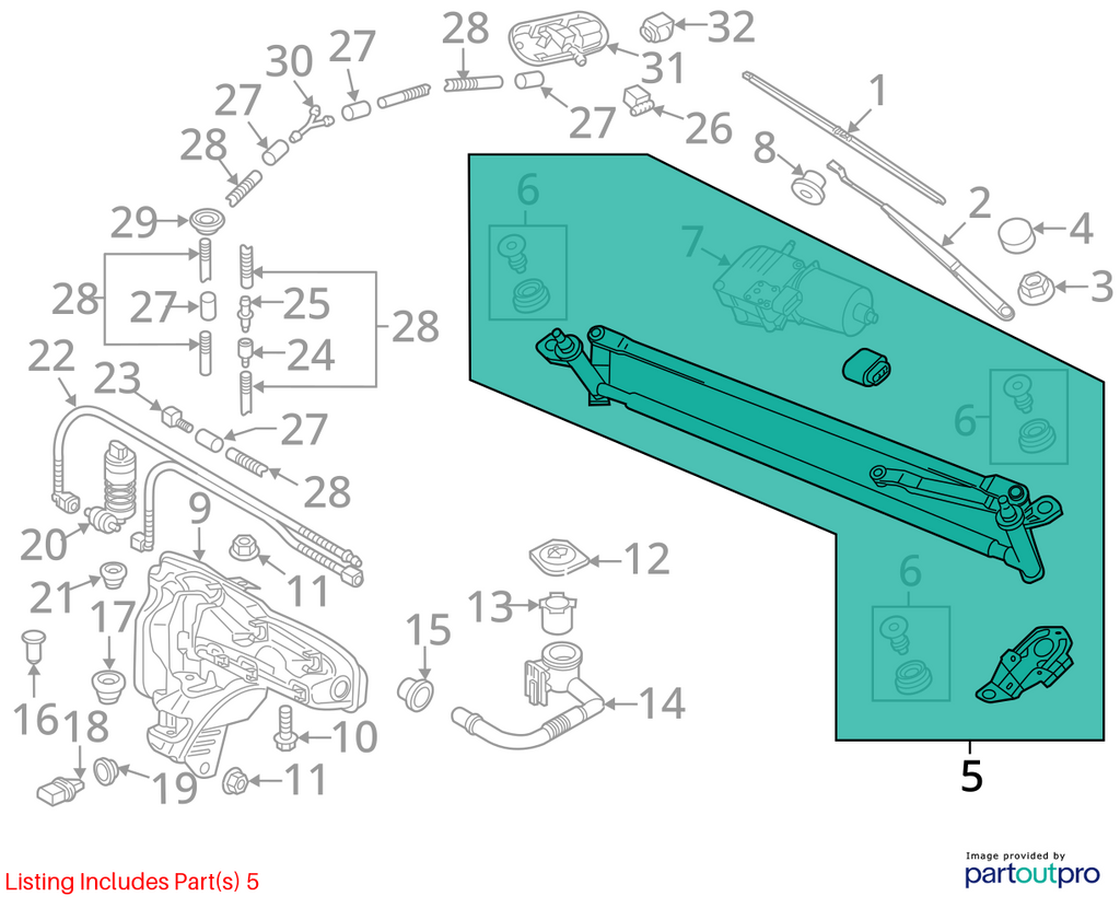 Used Windshield Wiper Motor fits: 2021 Volkswagen Tiguan Mexico built VIN 3 1st