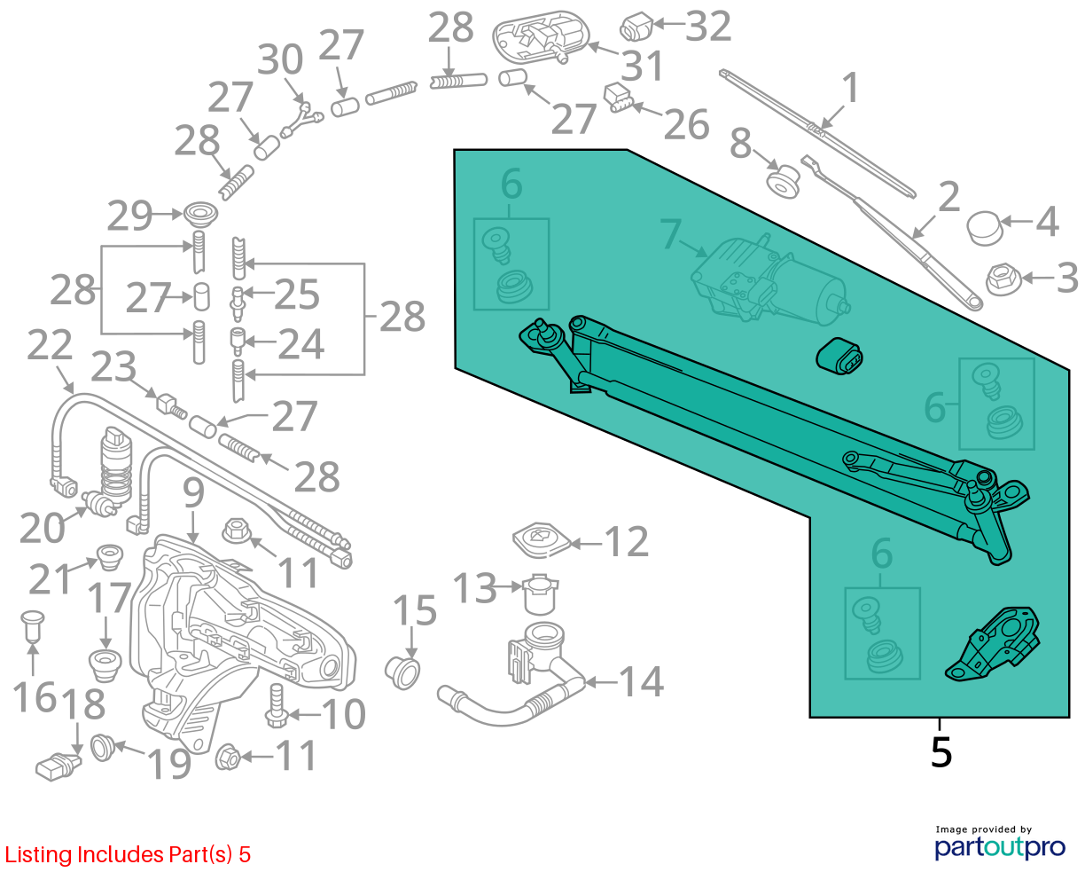 Used Windshield Wiper Motor fits: 2021 Volkswagen Tiguan Mexico built VIN 3 1st