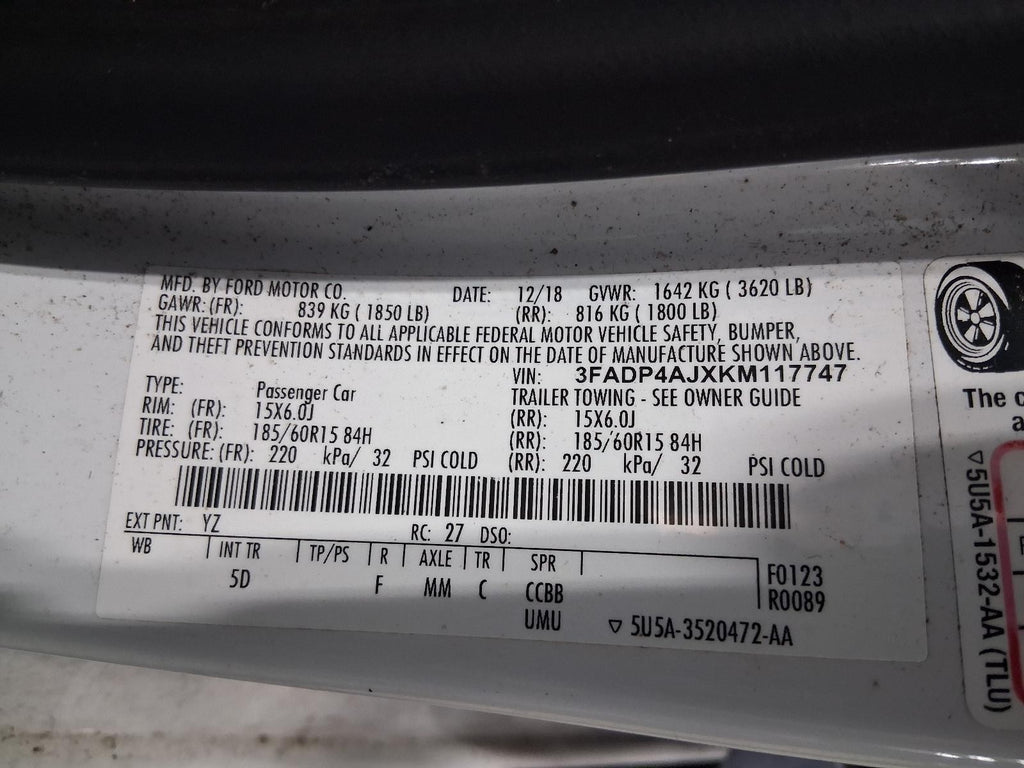 Used Speedometer Gauge fits: 2019 Ford Fiesta cluster MPH ID D2BT-10849-AAV Grad