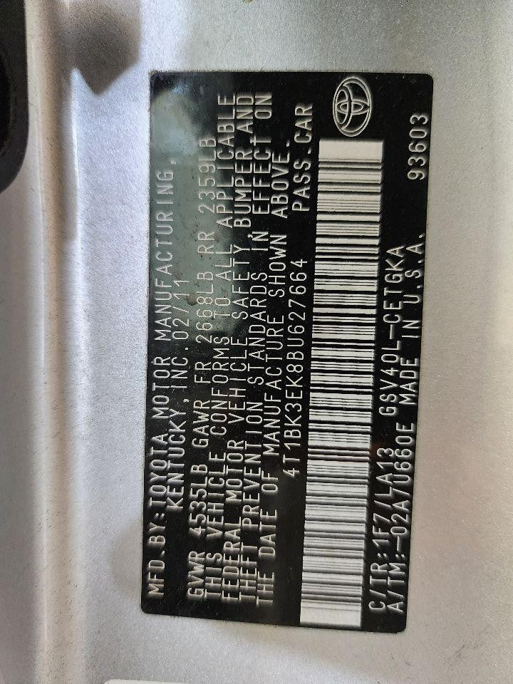 Used Starter Motor fits: 2011 Toyota Camry 1.7kw Grade A