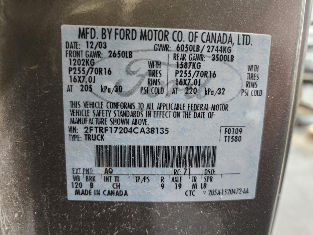 Used Front Right Door Window Regulator Front fits: 2004 Ford F150 PICKUP Regular