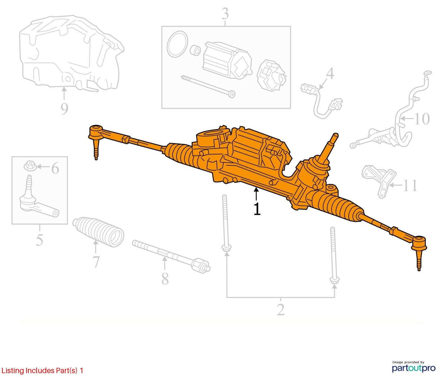 Used Rack and Pinion Assembly fits: 2016 Chevrolet Impala Power Rack and Pinion