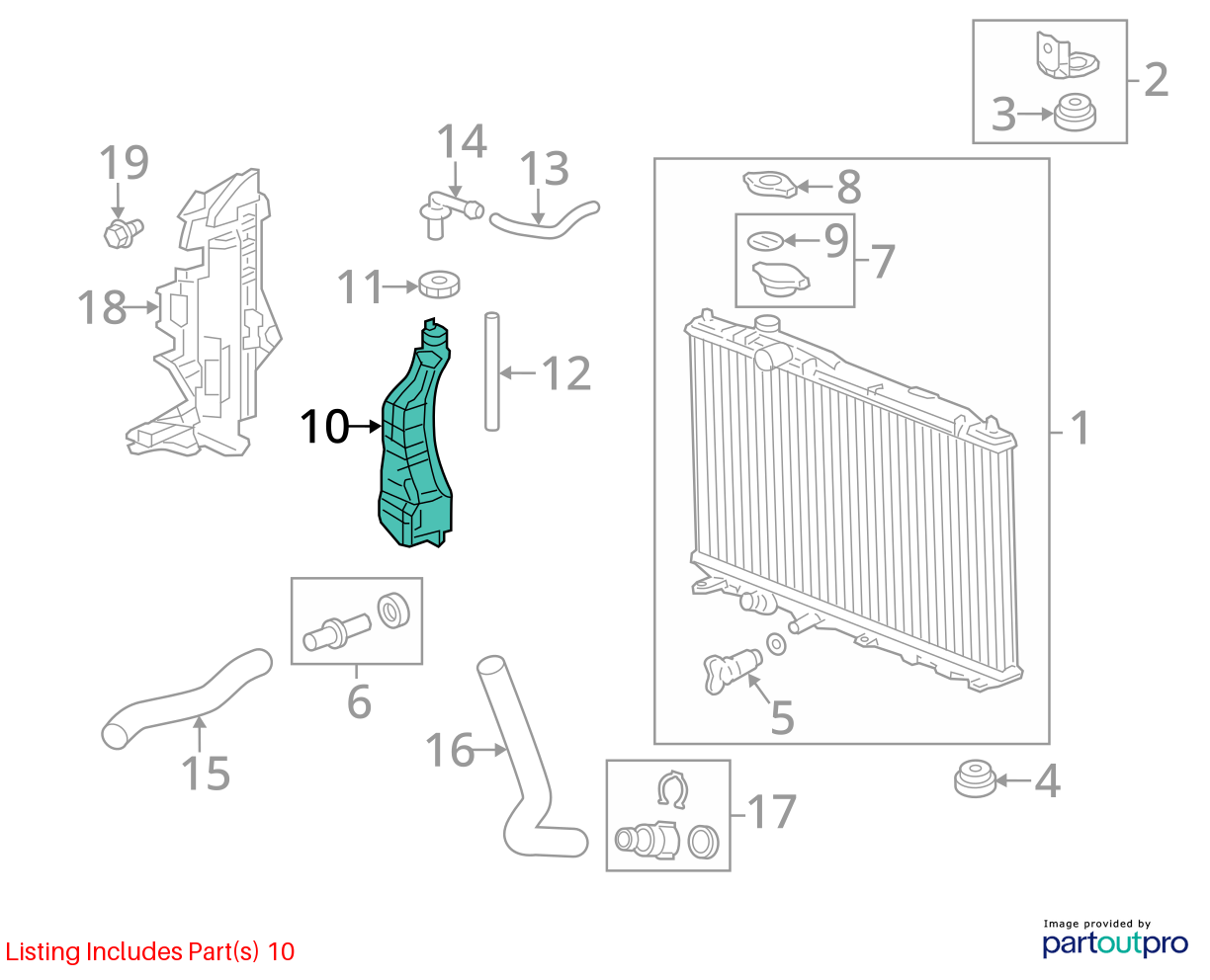Used Engine Coolant Reservoir fits: 2012 Honda Civic  Grade A