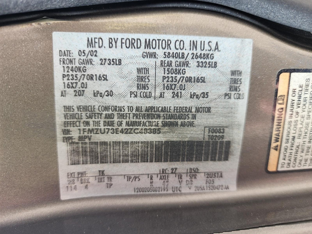 Used Speedometer Gauge fits: 2002 Ford Explorer cluster 4 Dr exc. Sport Trac fro