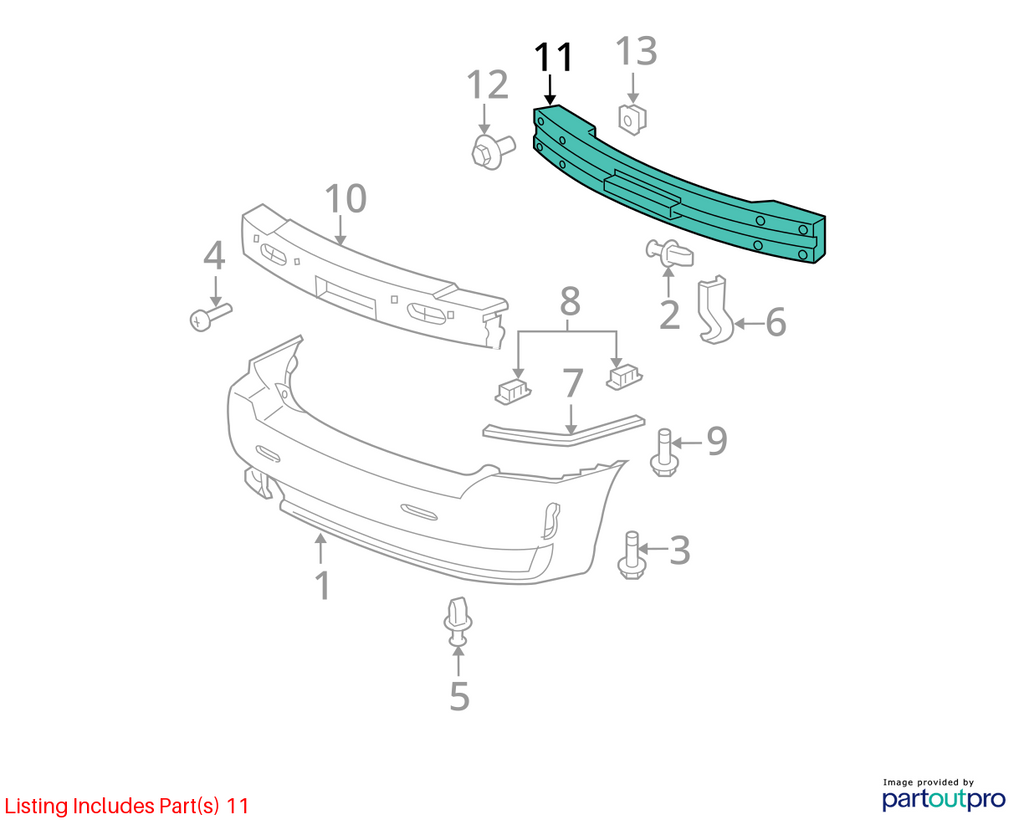 Used Rear Bumper Reinforcement Rear fits: 2008 Chevrolet Hhr Rear Grade A