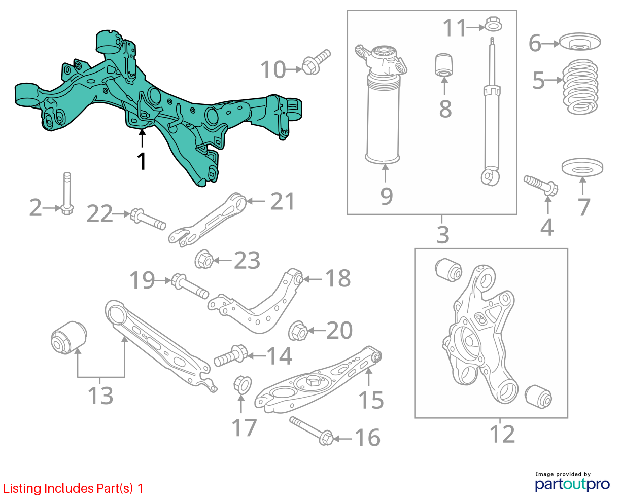 Used Rear Frame Crossmember fits: 2021 Chevrolet Equinox rear FWD Rear Grade A
