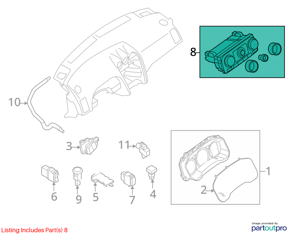 Used A/C Selector Switch fits: 2011 Nissan Altima AC manual control Grade A