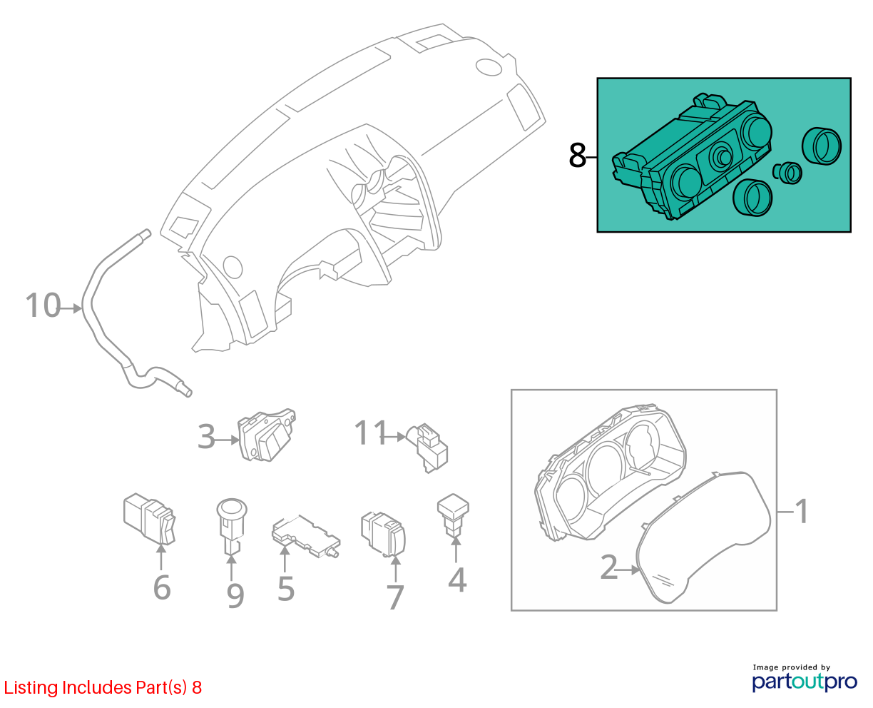 Used A/C Selector Switch fits: 2011 Nissan Altima AC manual control Grade A