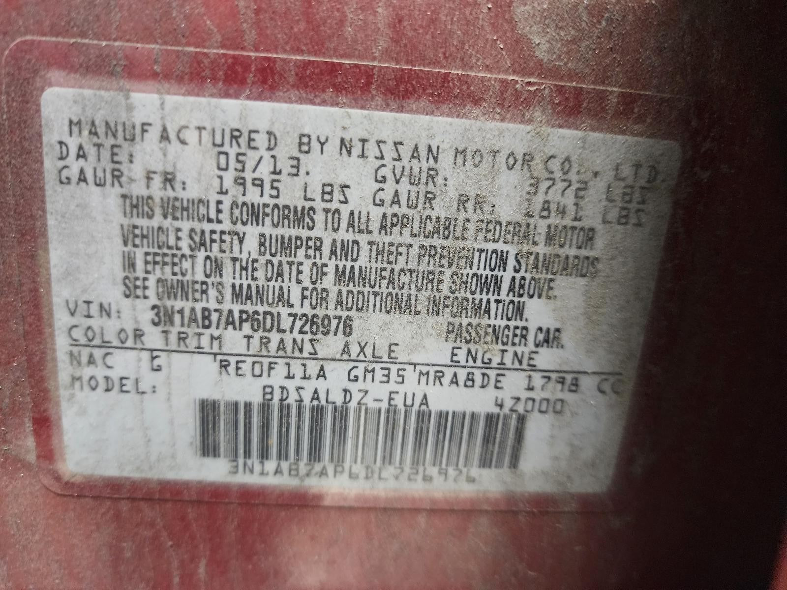 Used Air Cleaner Assembly fits: 2013 Nissan Sentra 1.8 Grade A