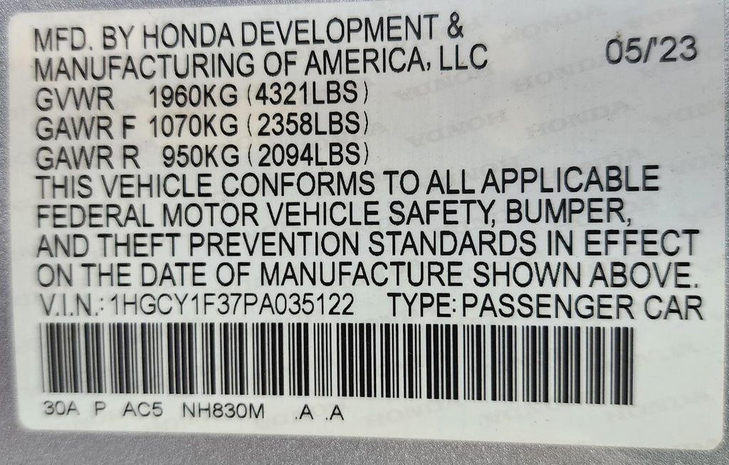 Used Seat Rear fits: 2023 Honda Accord  Grade A