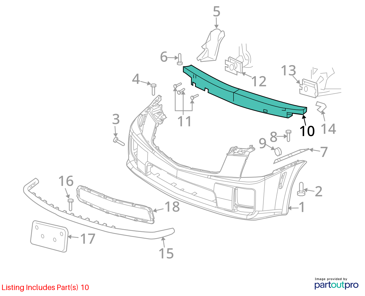 Used Front Bumper Reinforcement Front fits: 2004 Cadillac Cts Front Grade A