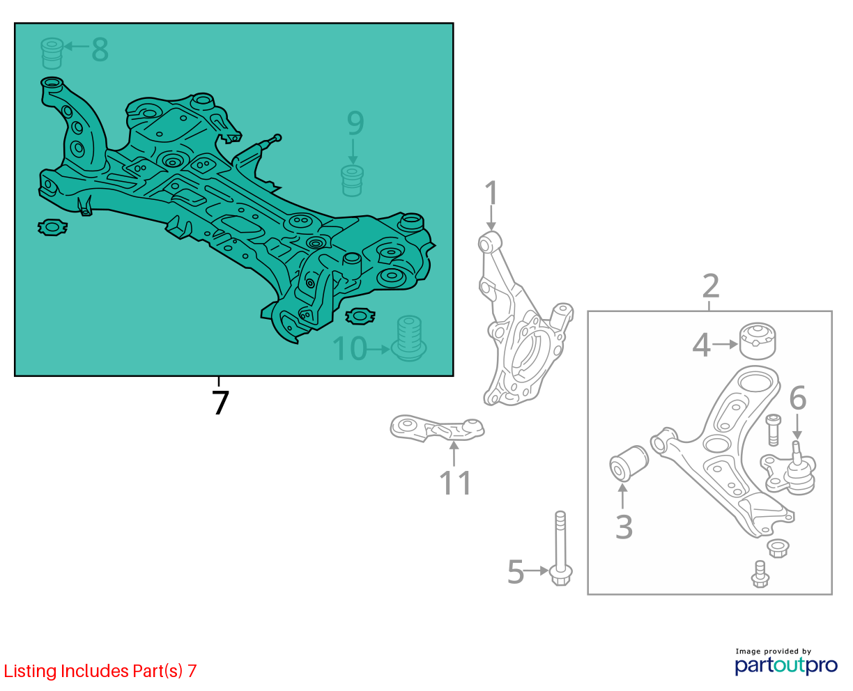 Used Front Frame Crossmember fits: 2019 Hyundai Kona front FWD Front Grade A