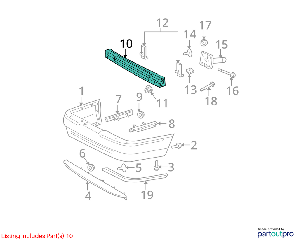 Used Rear Bumper Reinforcement Rear fits: 2006 Mercury Grand marquis Rear Grade