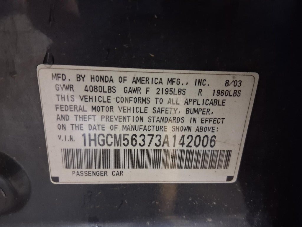 Used Front Left Door Window Regulator Front fits: 2003 Honda Accord electric Sdn