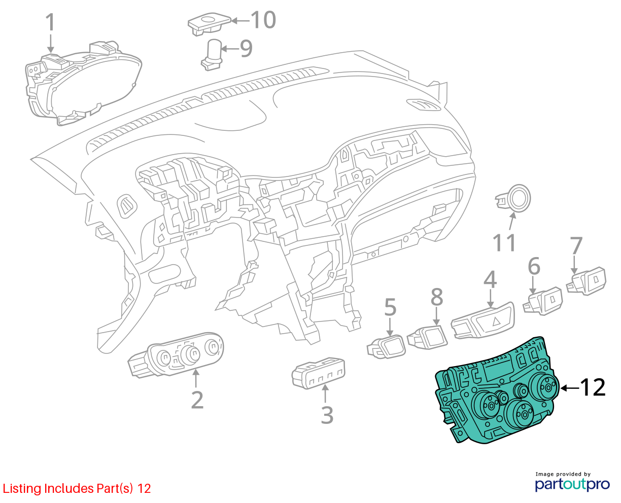 Used A/C Selector Switch fits: 2022 Chevrolet Trax w/AC opt C60 w/electric heate