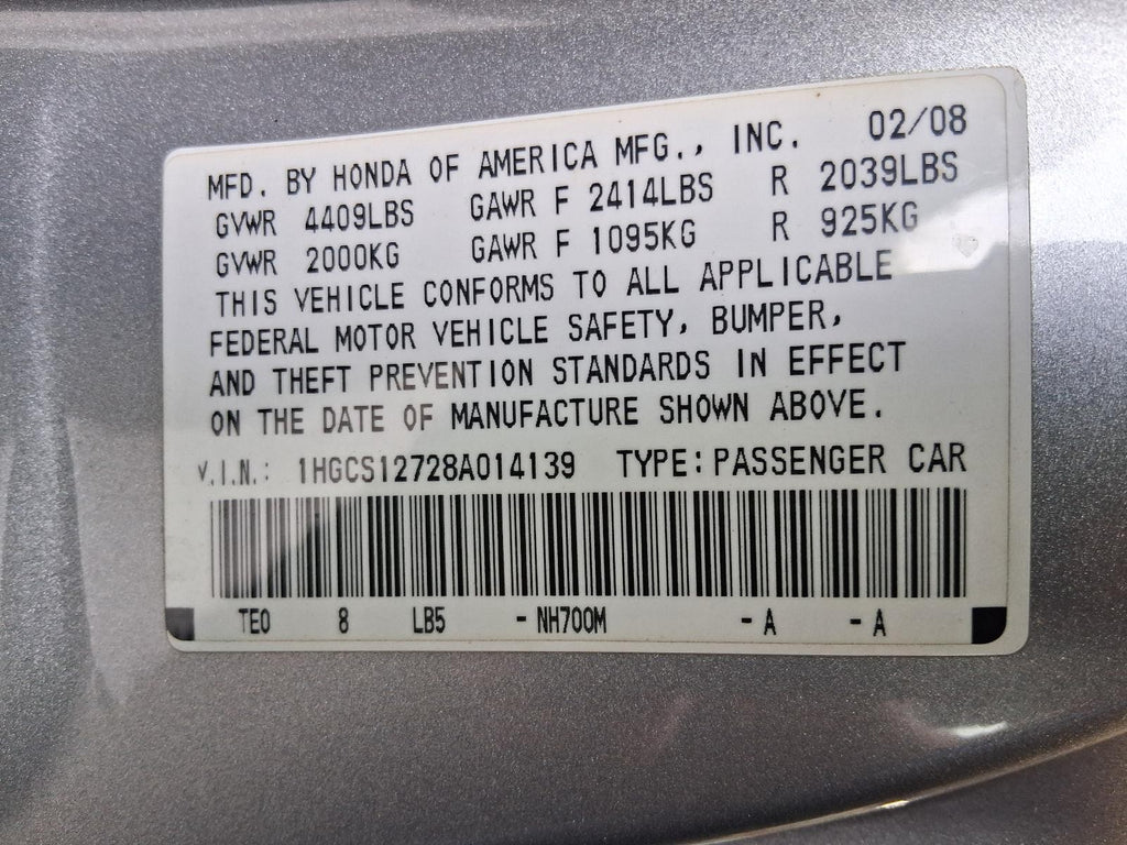 Used Right Door Mirror fits: 2008 Honda Accord Power Cpe heated Right Grade A