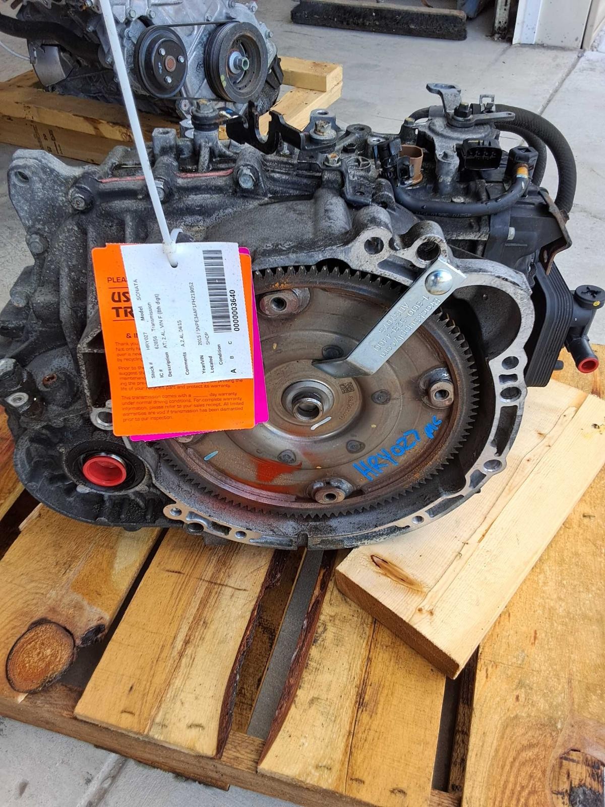 Used Automatic Transmission Assembly fits: 2015 Hyundai Sonata AT 2.4L VIN F 8th