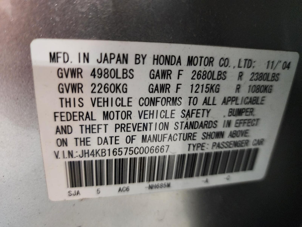 Used Air Cleaner Assembly fits: 2005 Acura Rl assembly Grade A
