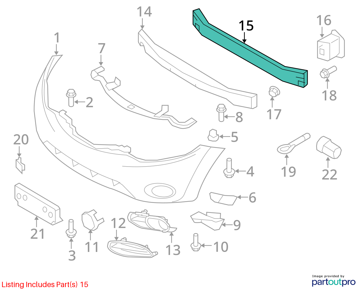 Used Front Bumper Reinforcement Front fits: 2014 Nissan Murano Front Grade A