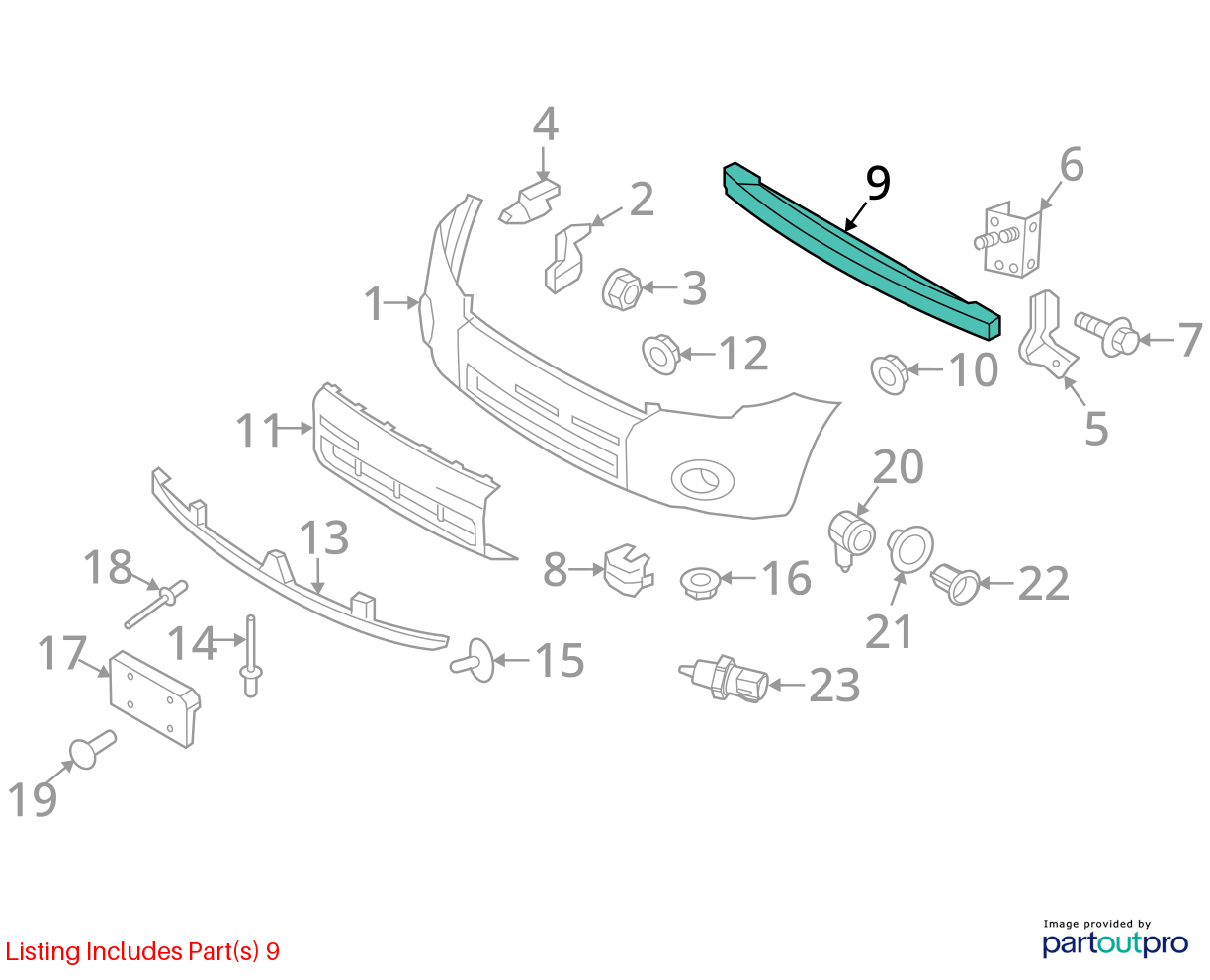 Used Front Bumper Reinforcement Front fits: 2008 Ford Escape Front Grade A