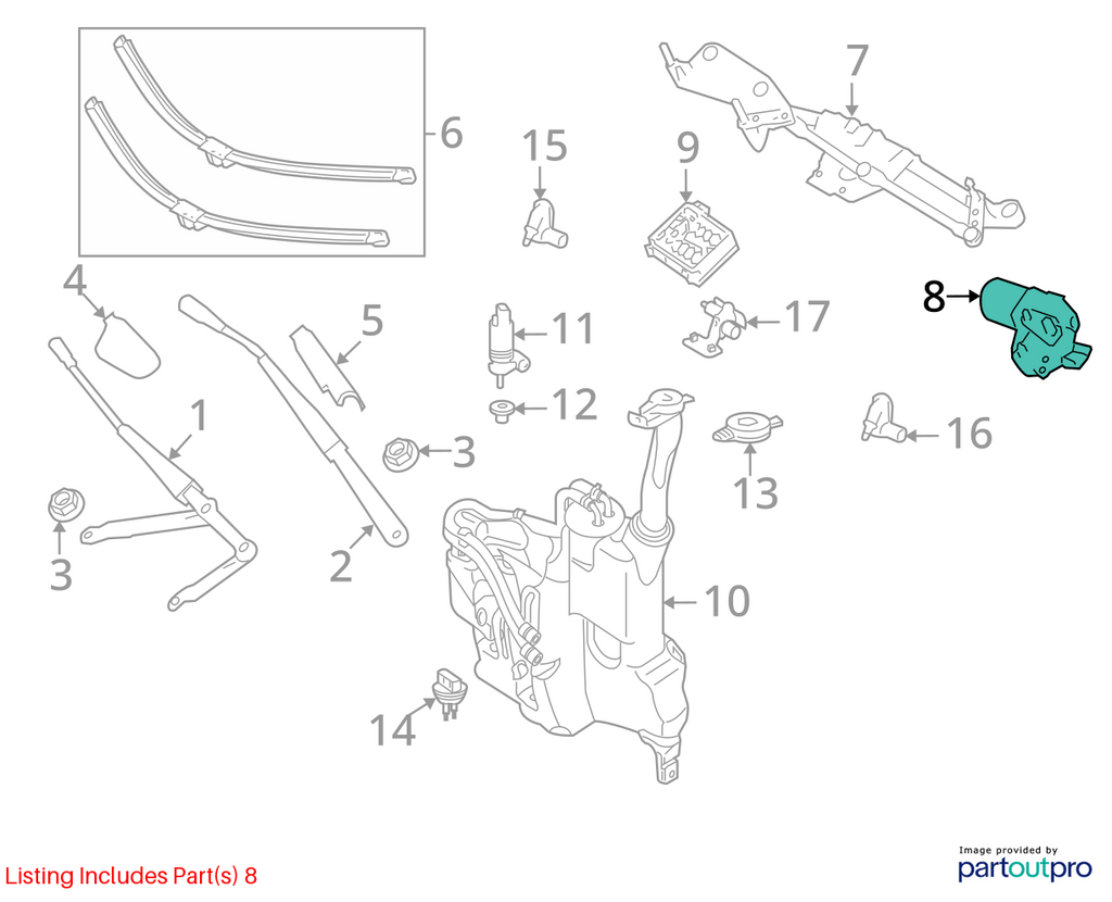 Used Windshield Wiper Motor fits: 2008 Mercedes-benz Mercedes ml-class 164 Type