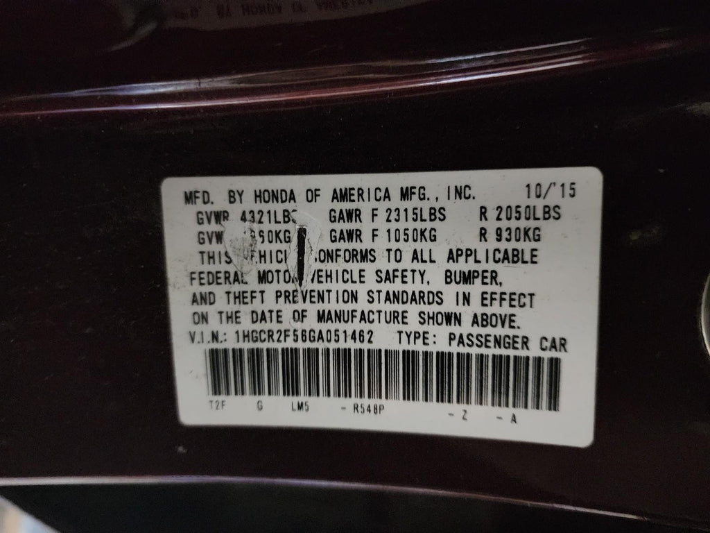 Used Engine Complete Assembly fits: 2016 Honda Accord 2.4L VIN 2 6th digit Sedan