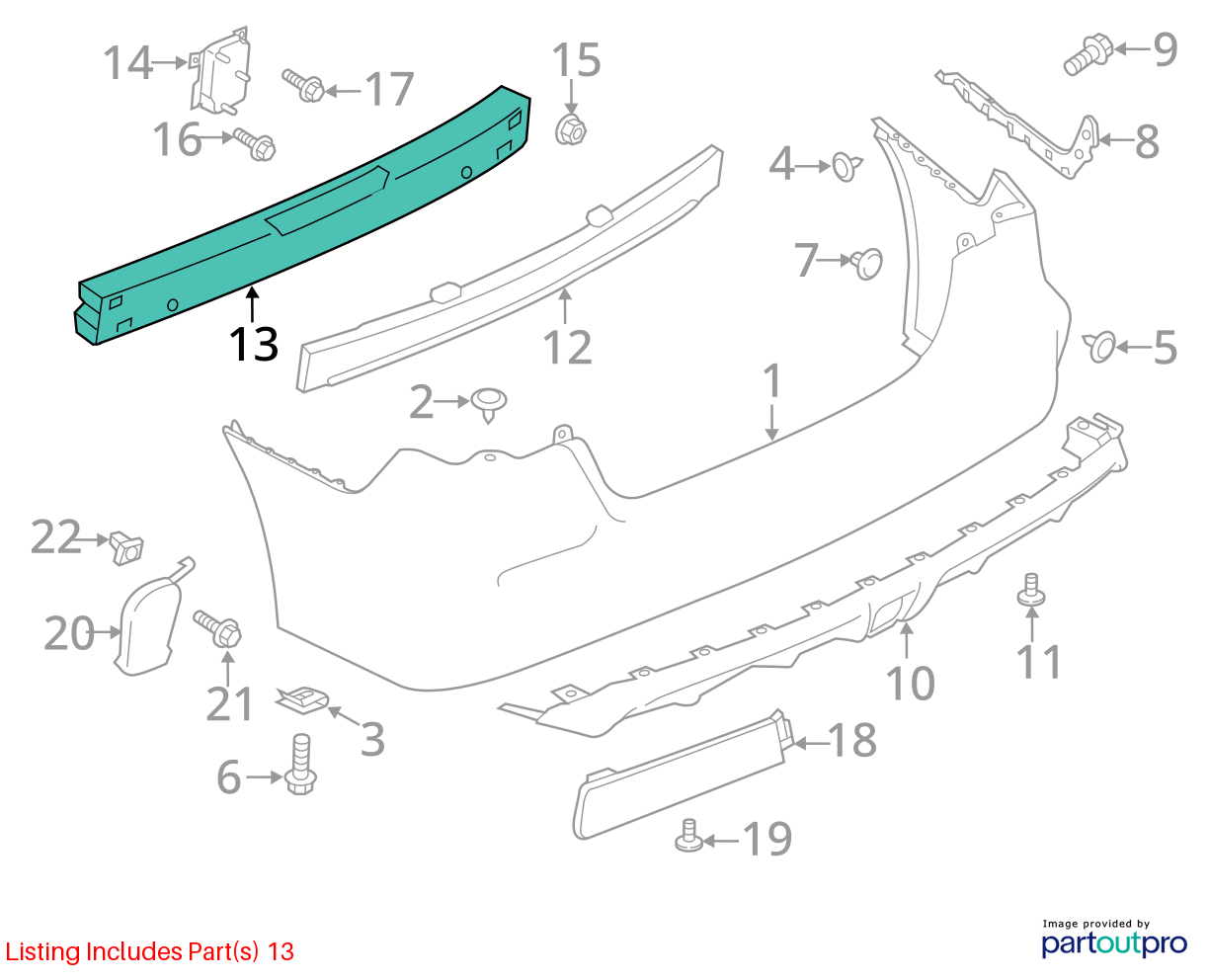 Used Rear Bumper Reinforcement Rear fits: 2017 Nissan Sentra Rear Grade A