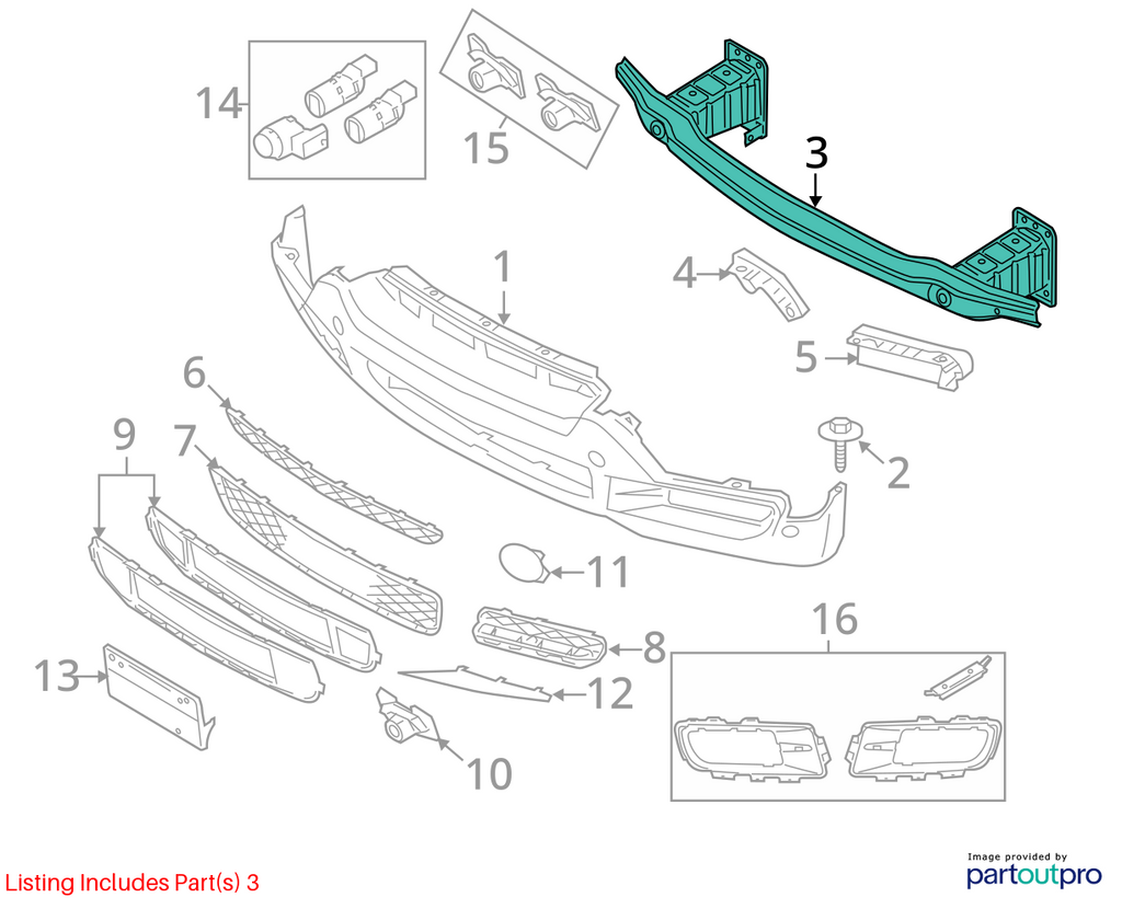 Used Front Bumper Reinforcement Front fits: 2007 Bmw X5 Front Grade A