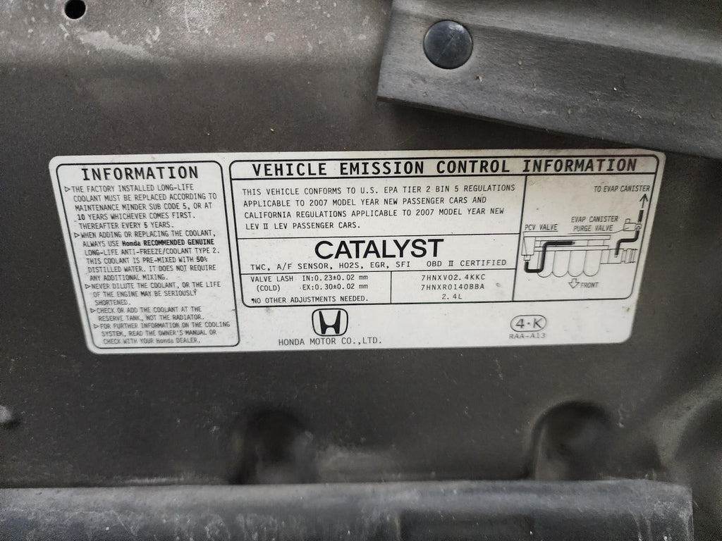 Used Air Cleaner Assembly fits: 2007 Honda Accord 2.4 Grade A