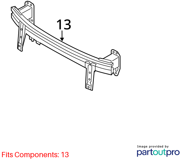 Used Front Bumper Reinforcement Front fits: 2012 Kia Rio Front Grade A