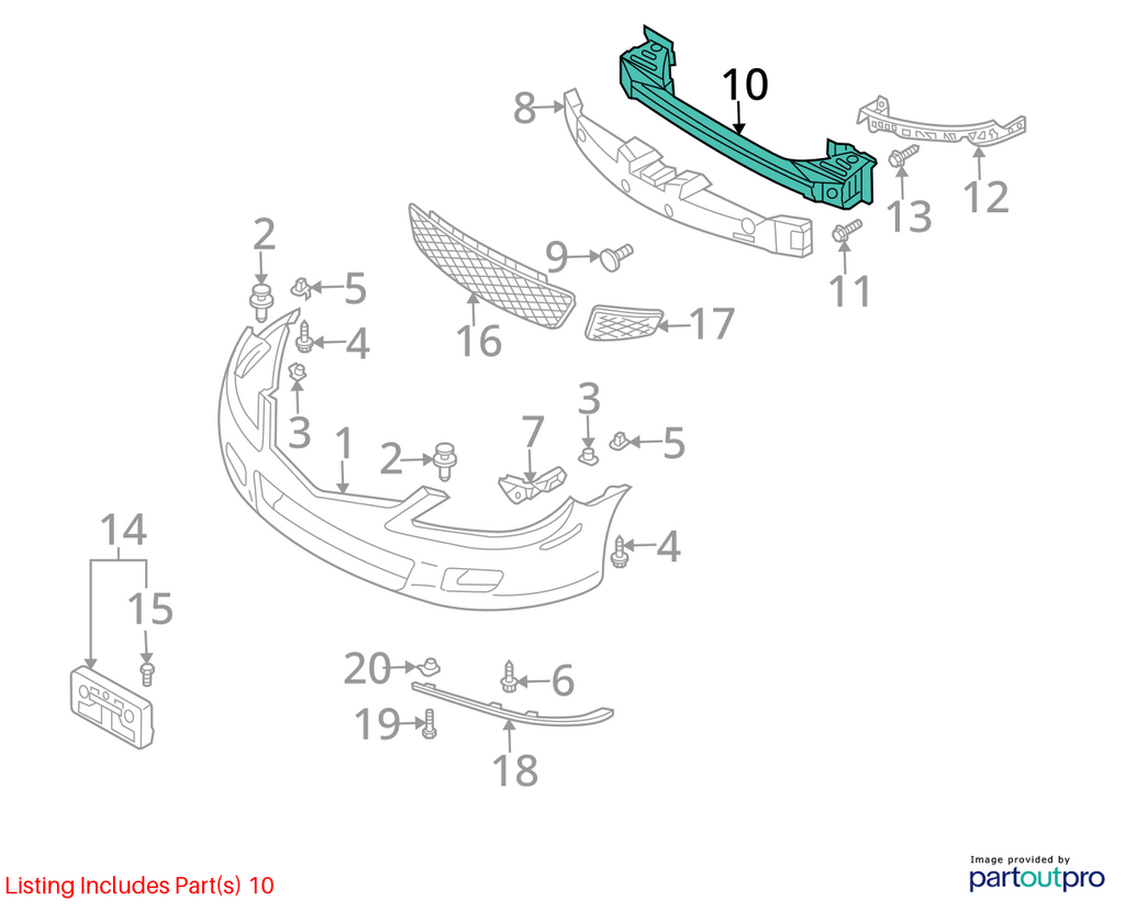 Used Front Bumper Reinforcement Front fits: 2005 Mazda 6 Front Grade A