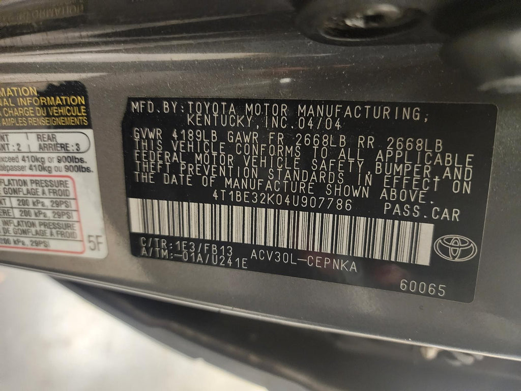 Used Automatic Transmission Assembly fits: 2004 Toyota Camry AT 4 cylinder 2AZFE