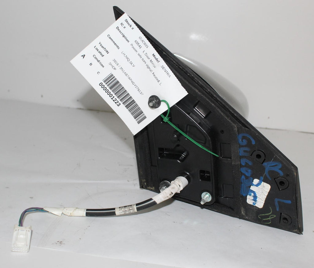 NISSAN SENTRA L Door Mirror Power; w/o turn signal; heated, L. 16 17