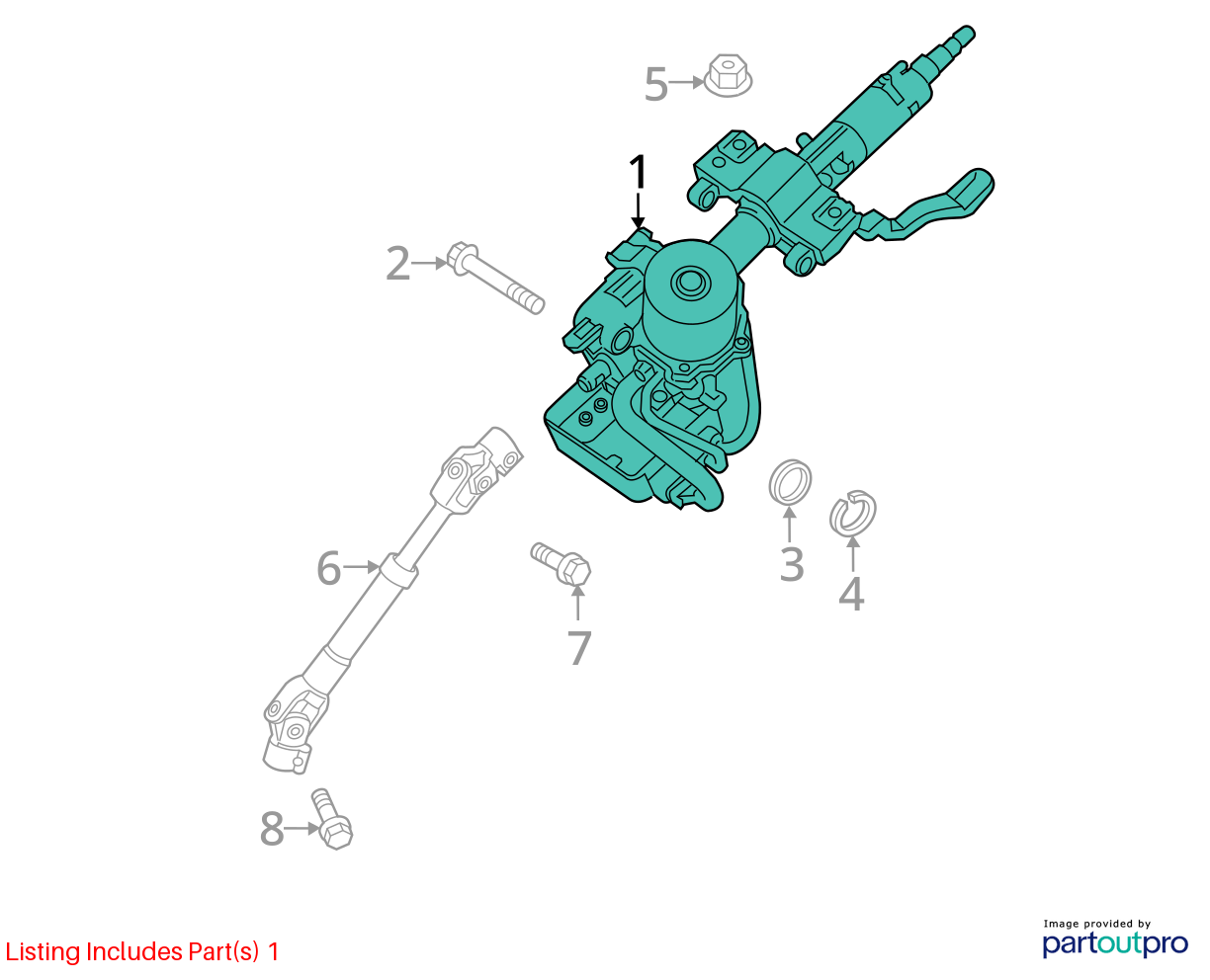 Used Steering Column fits: 2012 Kia Rio Floor Shift tilt with motor driven power