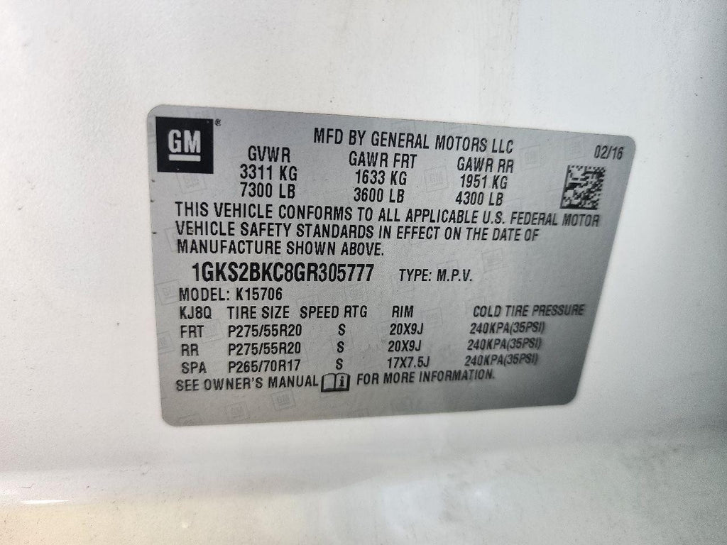 Used Front Left Seat Front fits: 2016 Gmc Yukon bucket-bench seat opt AN3 leathe