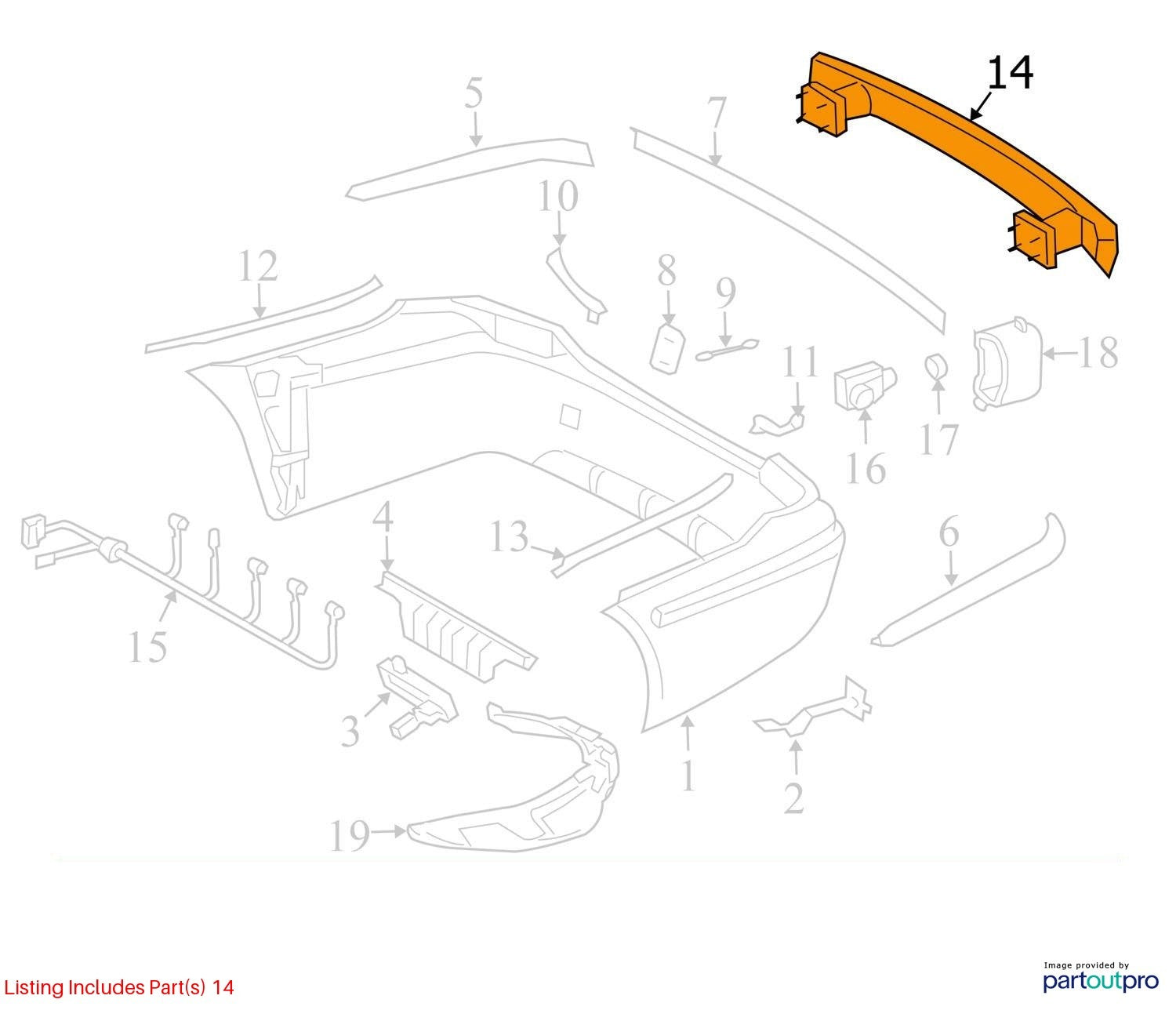 Used Rear Bumper Reinforcement Rear fits: 2004 Mercedes-benz Mercedes e-class 21